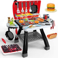 Kids BBQ Grill Kitchen Playset with Smoke, Sound & Lights | 2-Layer Barbecue Cooking Toy Set with 41 PCS Play Food | Ages 3+