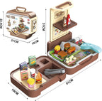 Kids Kitchen Playset Fast Food Hamburger Store | 3-in-1 Grocery Shop Briefcase with 41 PCS Play Food Set for Ages 3+
