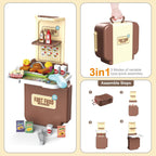 Kids Kitchen Playset Fast Food Hamburger Store | 3-in-1 Grocery Shop Briefcase with 41 PCS Play Food Set for Ages 3+
