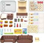 Kids Kitchen Playset Fast Food Hamburger Store | 3-in-1 Grocery Shop Briefcase with 41 PCS Play Food Set for Ages 3+