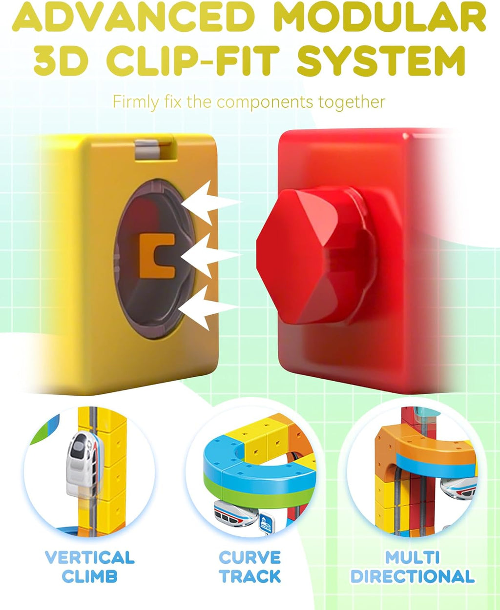 لعبة سباق القطار الكهربائي – 86 قطعة لتنمية ذكاء طفلك Versatile Magnetic Railcar 86 Pieces  – Magnetic Modular Track Car Set