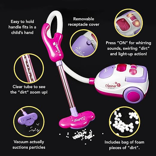 Kids Cleaning Play Set with Working Vacuum | Educational Pretend Cleaning Toy for Boys & Girls