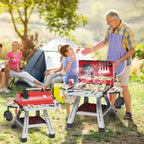 Kids BBQ Grill Kitchen Playset with Smoke, Sound & Lights | 2-Layer Barbecue Cooking Toy Set with 41 PCS Play Food | Ages 3+