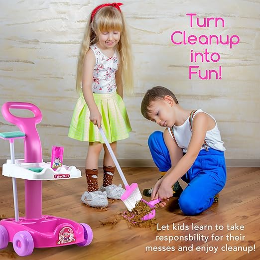 Kids Cleaning Play Set with Working Vacuum | Educational Pretend Cleaning Toy for Boys & Girls