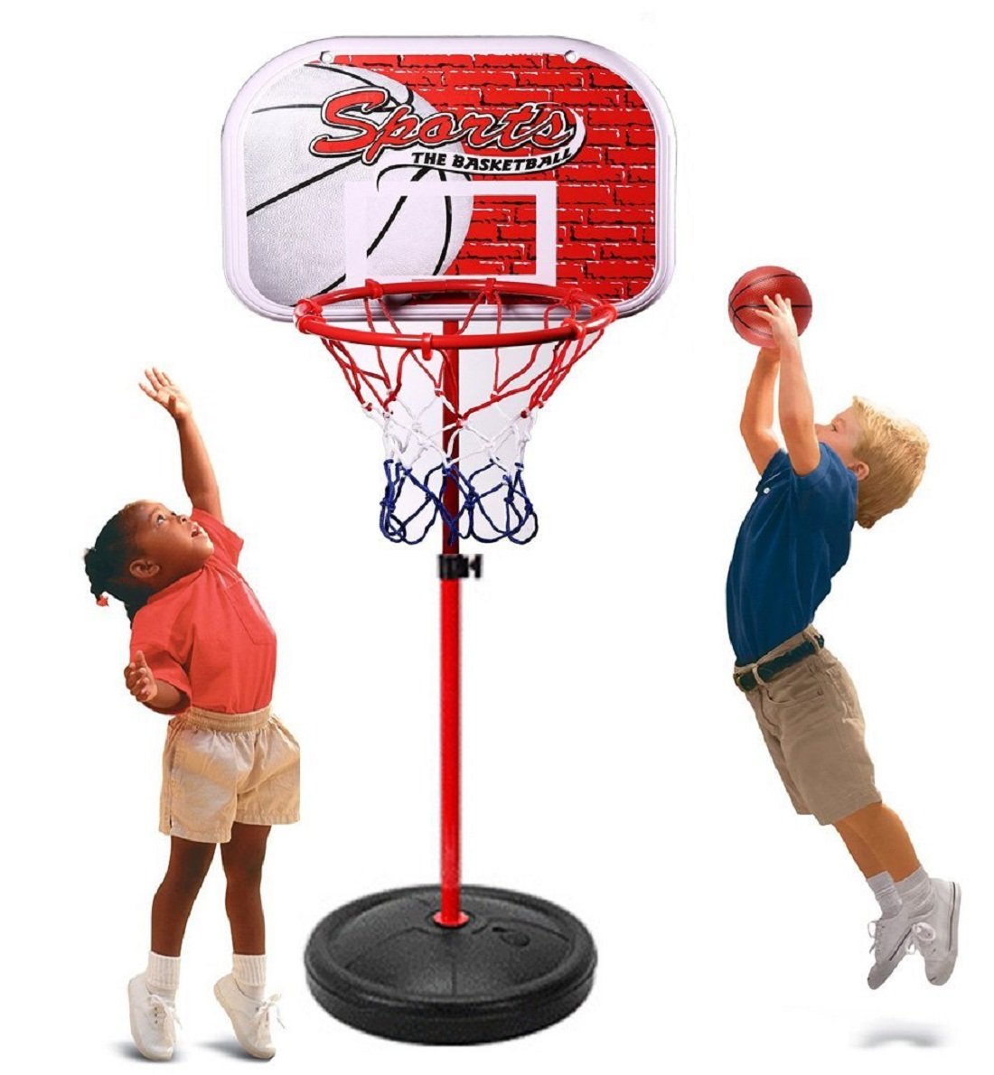Kids Basketball Hoop Toy with Adjustable Height 2-4Ft for Ages 3+ Years