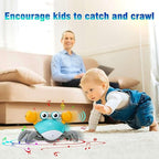 Crawling Crab Interactive Toy with Music & LED Lights - Obstacle Avoidance Electric Toy for Babies & Todlers - Safe Educational Crawling Toy