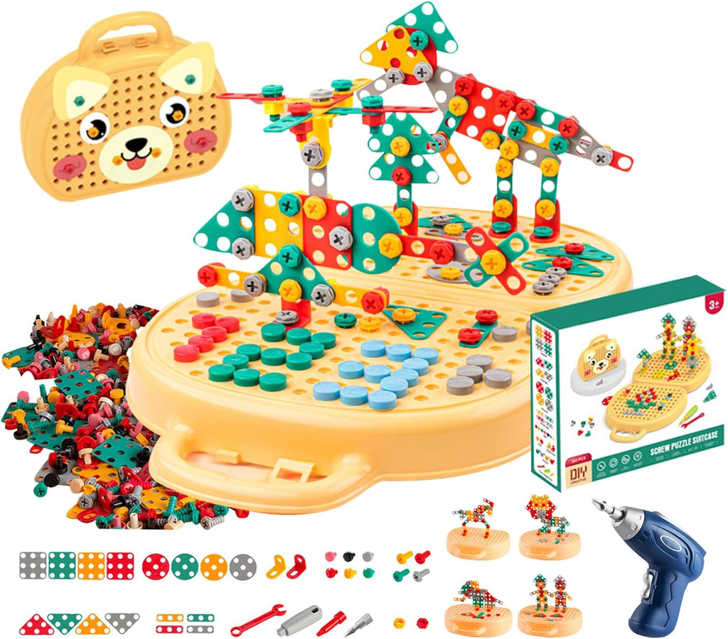 Creative Screw Puzzle Suitcase for Kids | STEM Educational Building Toy | 203-Piece Construction Set for Ages 3+