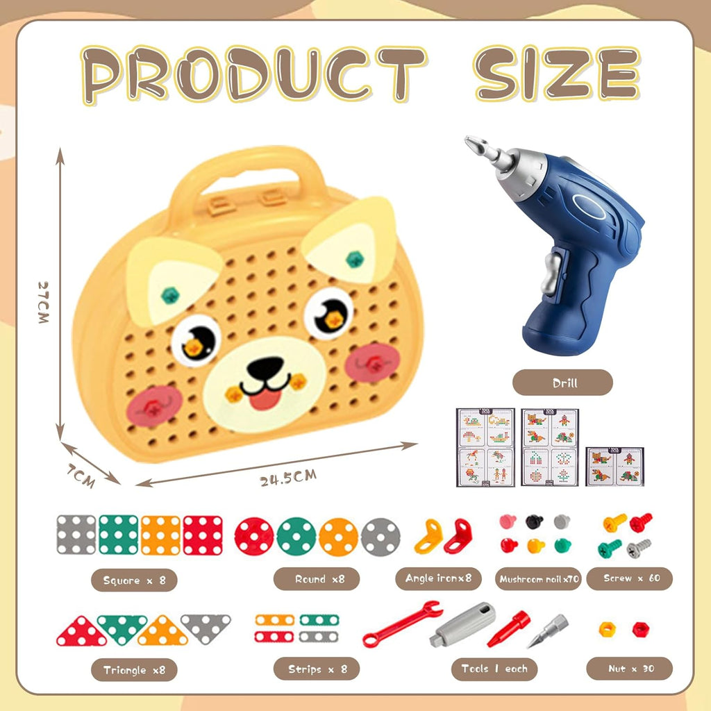 Creative Screw Puzzle Suitcase for Kids | STEM Educational Building Toy | 203-Piece Construction Set for Ages 3+