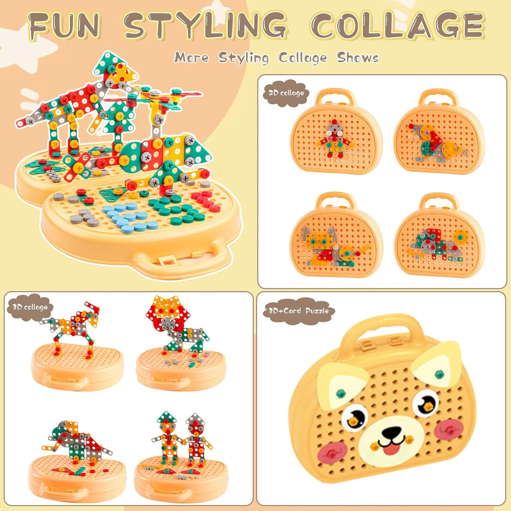 Creative Screw Puzzle Suitcase for Kids | STEM Educational Building Toy | 203-Piece Construction Set for Ages 3+