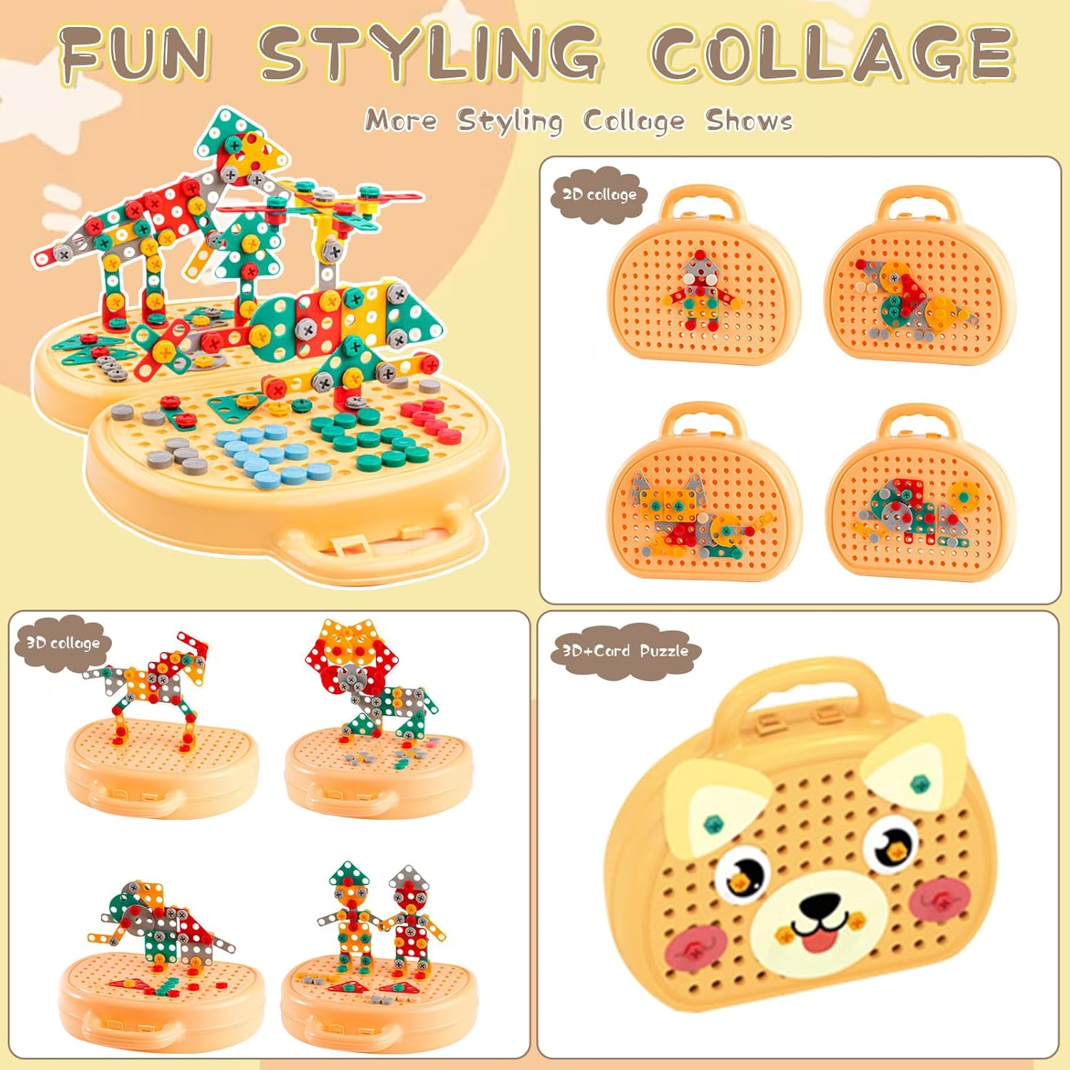 Creative Screw Puzzle Suitcase for Kids | STEM Educational Building Toy | 203-Piece Construction Set for Ages 3+