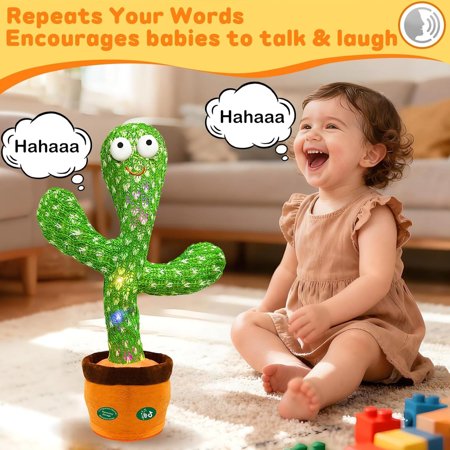 Interactive Dancing Talking Cactus Toy for Babies & Toddlers – Musical Plush Fun Toy - 6+ months
