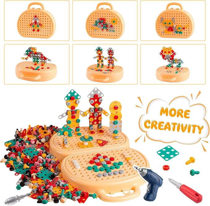 Creative Screw Puzzle Suitcase for Kids | STEM Educational Building Toy | 203-Piece Construction Set for Ages 3+