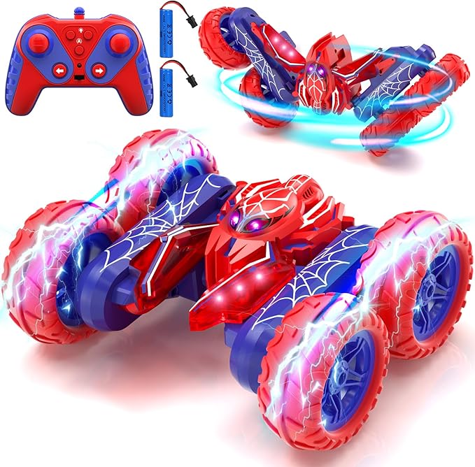 Remote Control Spider Stunt Car 360° | Double-Sided RC Flip Car with Superhero Design | High-Speed Stunt Toy for Kids 8+ Years